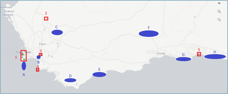 Map of surveyed and unsurveyed caving areas in the Western Cape