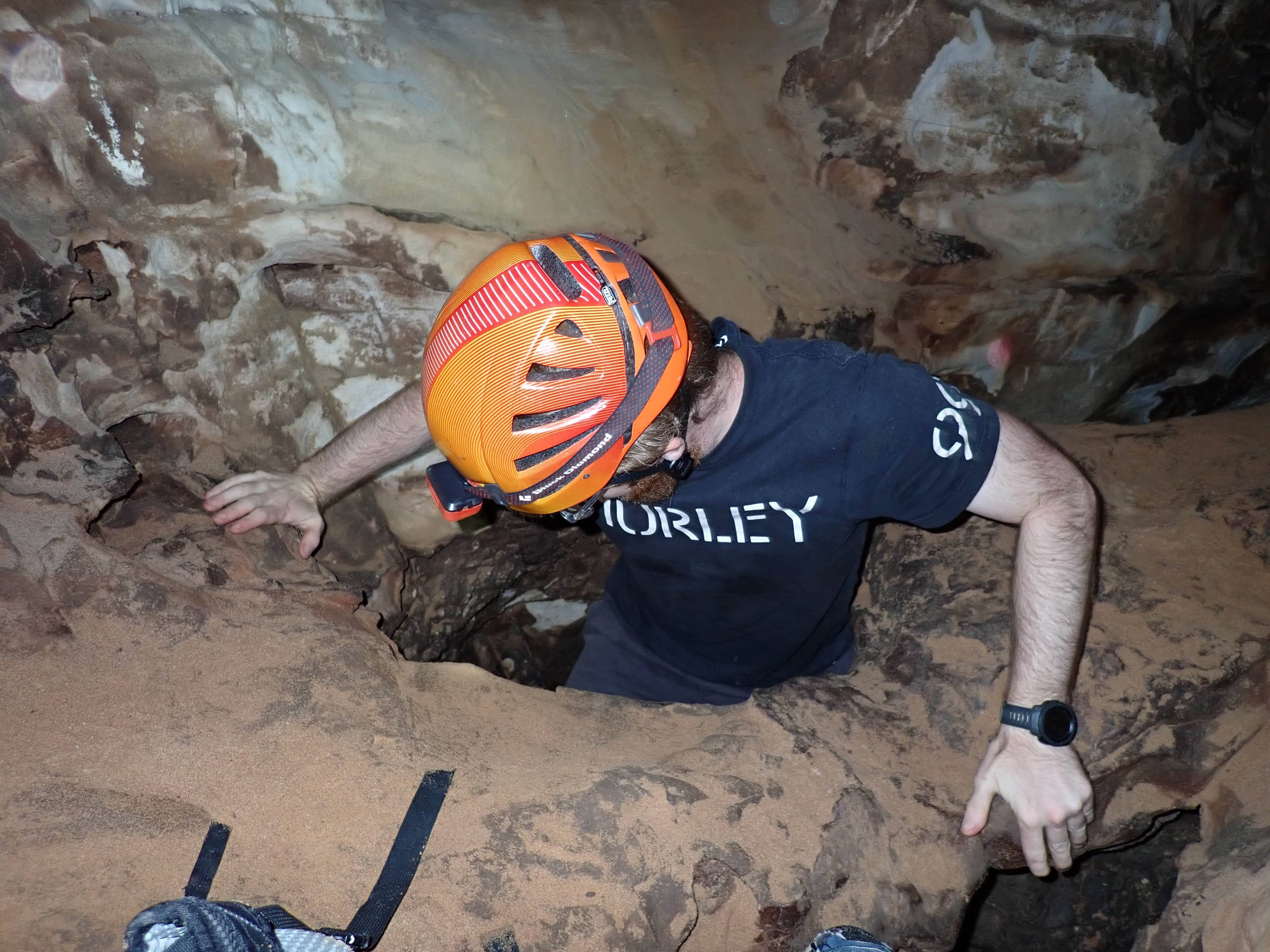 Ronans Well Cave Rob emerging from the mini narrows