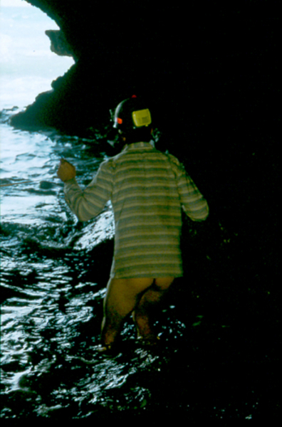 Daryll Holland carrying measuring tape during survey of Waen