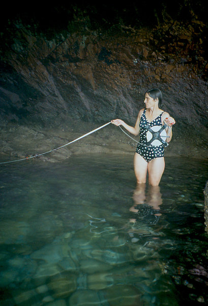 Wendy Hitchcock surveying Klasies River Mouth sea tunnel